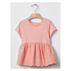 NET Baby Gap Coral Girls Eyelet Peplum Top Shirt